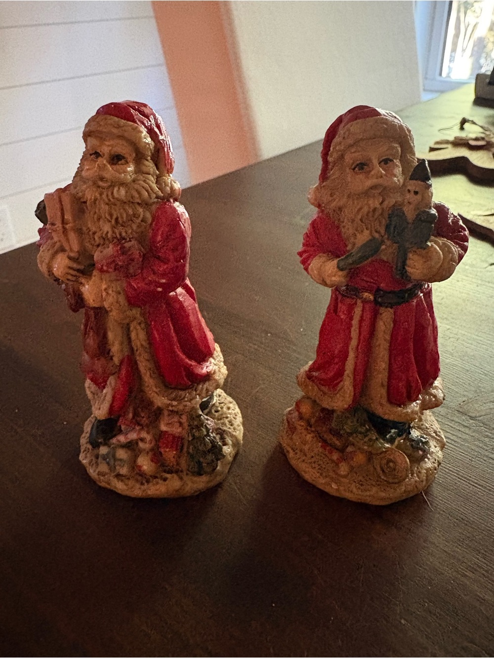 Set of 2 1995 Old World Santa Figurines